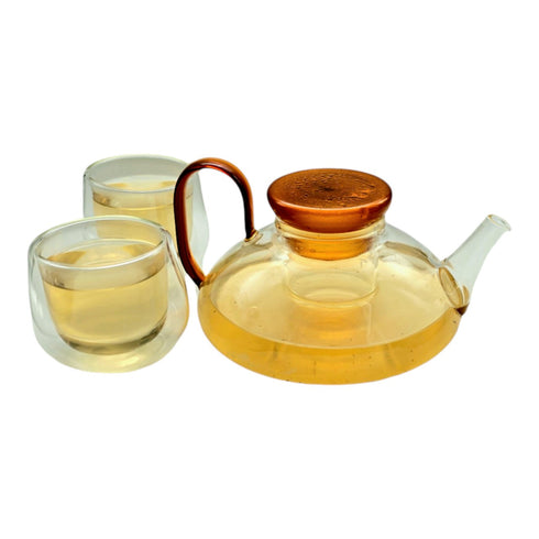 Teapot Set - Amber Glass - 600ml